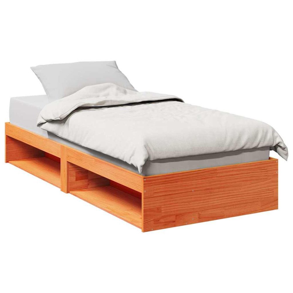 vidaXL Dagbädd utan madrass vaxad brun 90x200 cm massiv furu