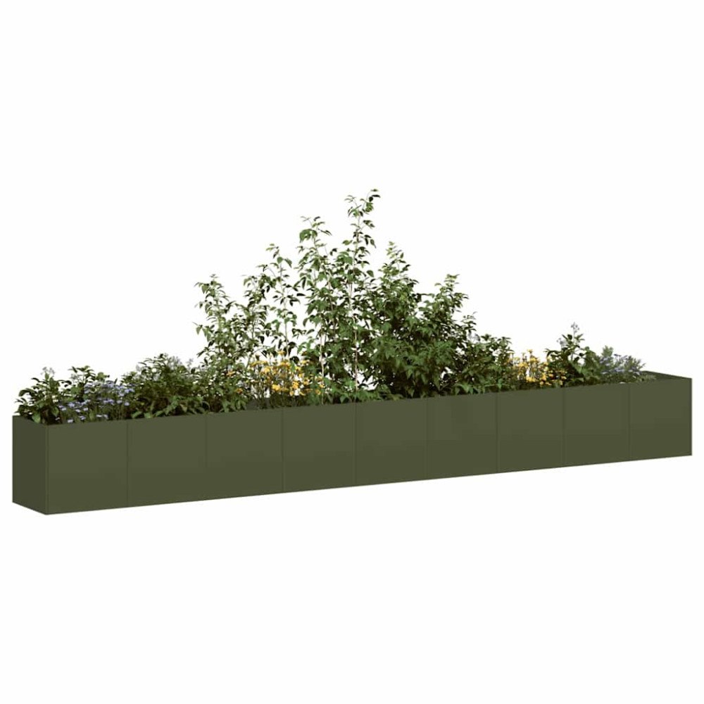 vidaXL Odlingslåda olivgrön 360x40x40 cm kallvalsat stål