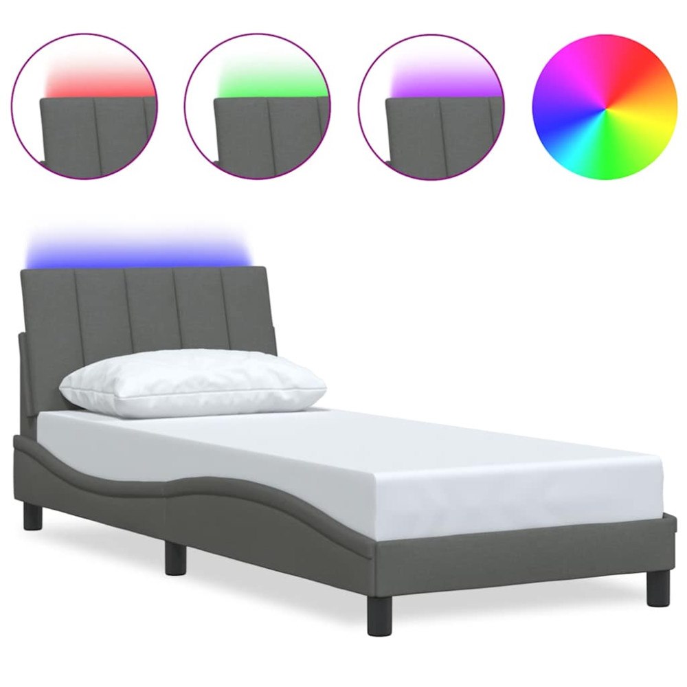 vidaXL Bed Frame without Mattress "Hanko" Dark Grey 80x200cm Fabric
