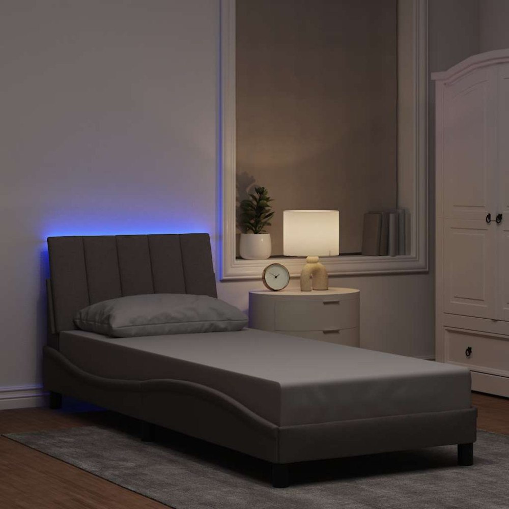 vidaXL Bed Frame without Mattress "Hanko" Taupe 90x190cm Fabric