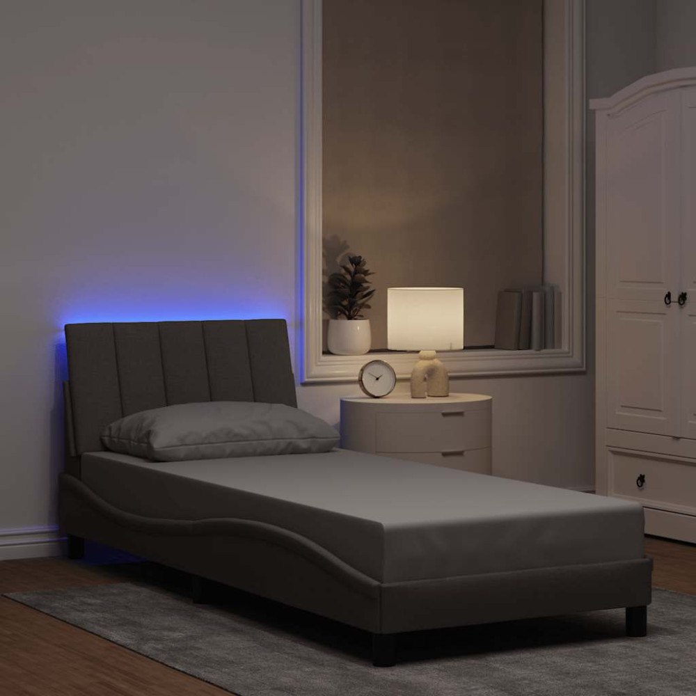 vidaXL Sängram utan madrass Taupe 90x200 cm tyg
