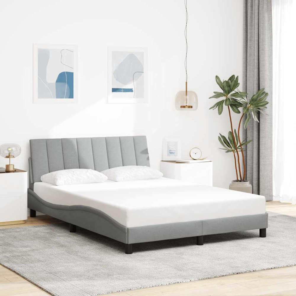 vidaXL Bed Frame without Mattress "Hanko" Light Grey 120x200cm Fabric