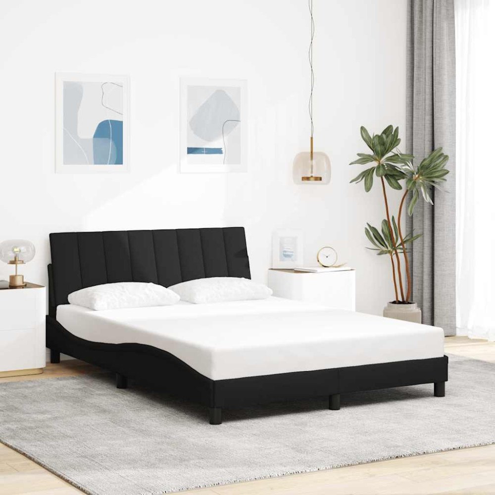 vidaXL Bed Frame without Mattress "Hanko" Black 140x200cm Fabric