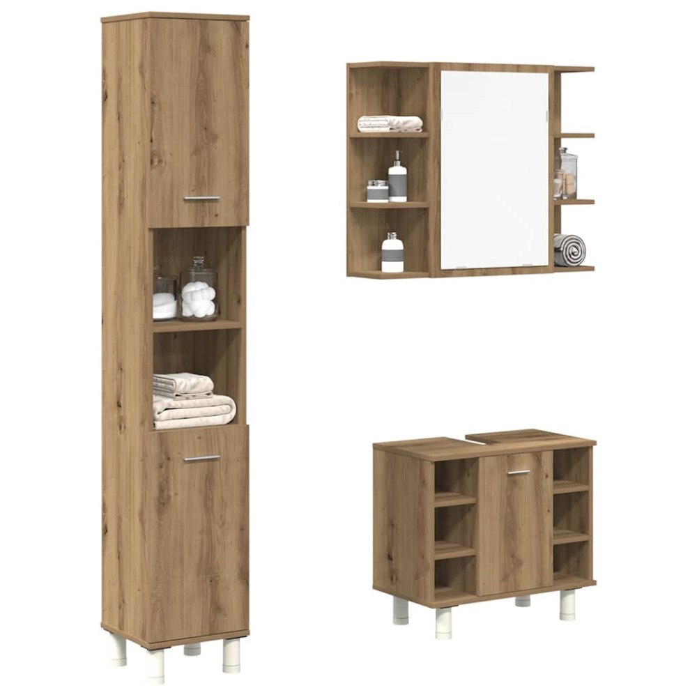 vidaXL Badrumsmöbler set 3 delar artisan ek konstruerat trä