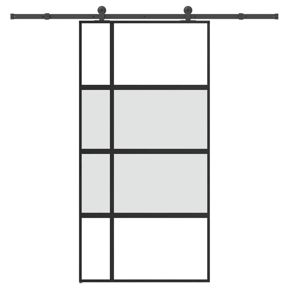 vidaXL Skjutdörr med beslag 102,5x205 cm härdat glas och aluminium