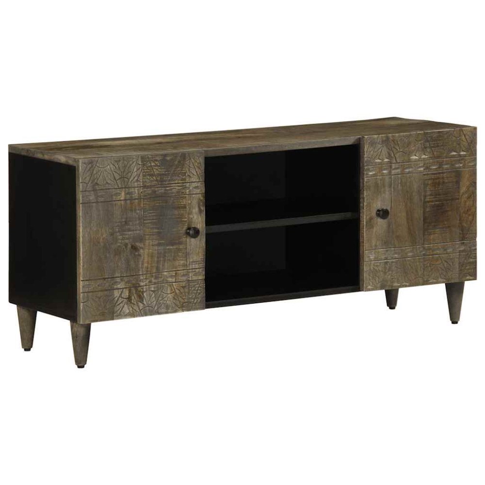 vidaXL TV-bänk ljusgrå 105x33,5x46 cm mango i massivt trä