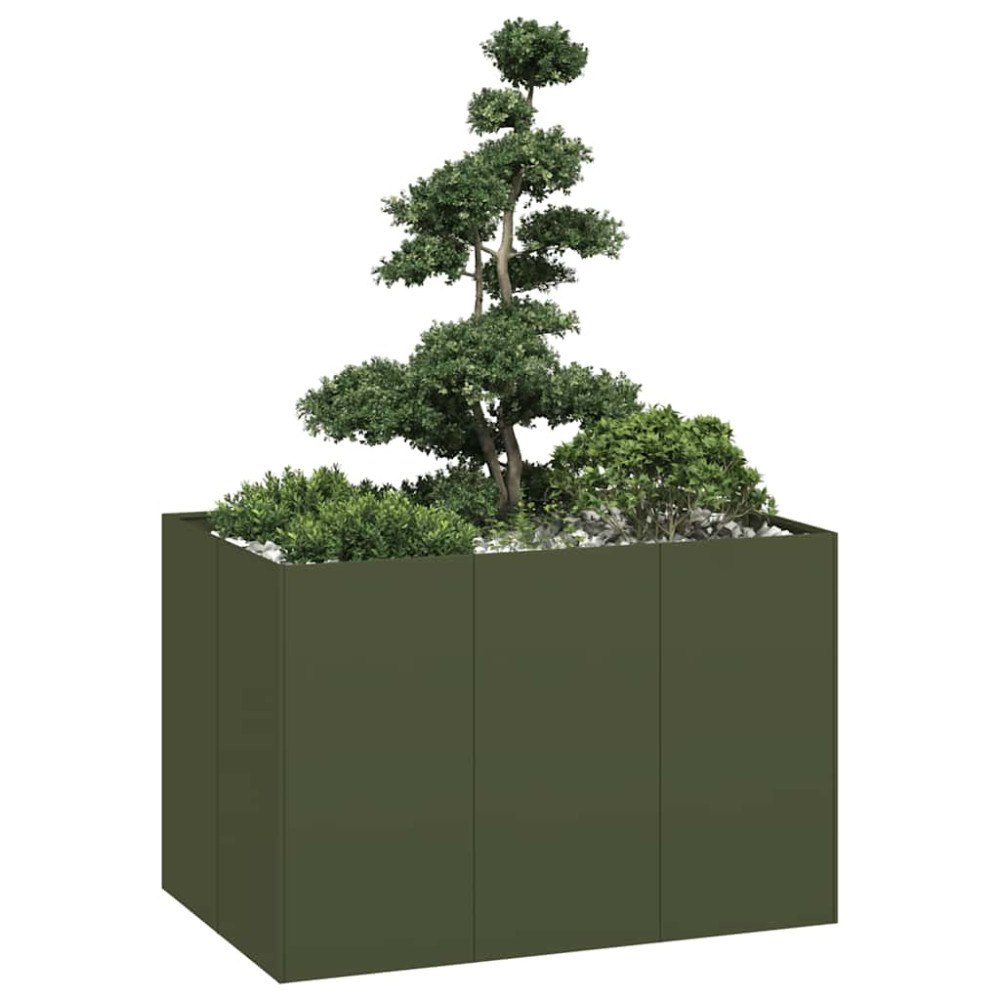 vidaXL Planteringskärl olivgrön 120x80x80 cm stål