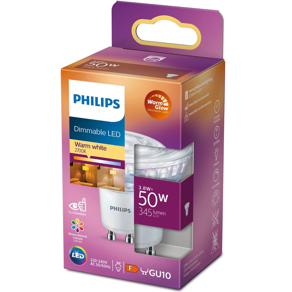 Philips LED GU10 Spot 3,8W (50W) Dimbar WarmGlow 345lm