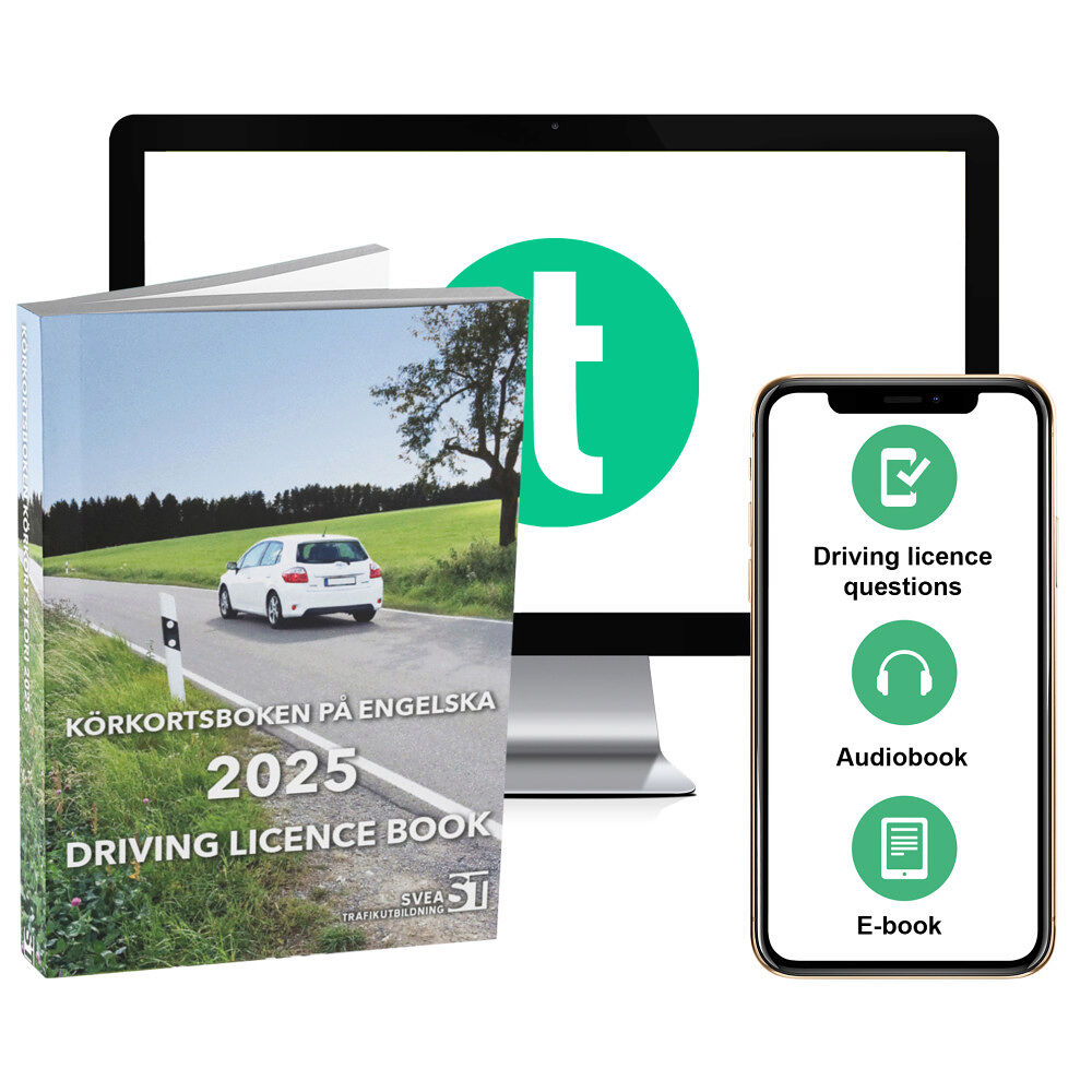 Svea Trafikutbildning Körkortsboken på Engelska 2025 ; Driving licence book (book + theory pack with online exercises, theory questions, audio...