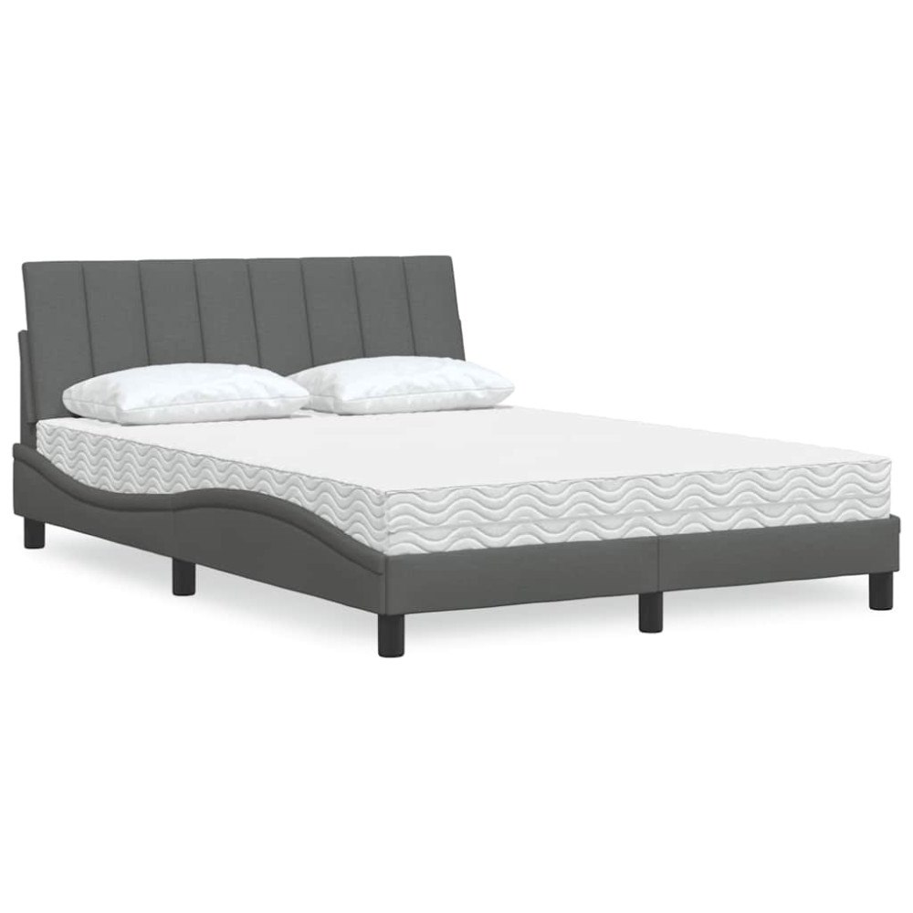 vidaXL Säng med madrass mörkgrå 140x190 cm tyg
