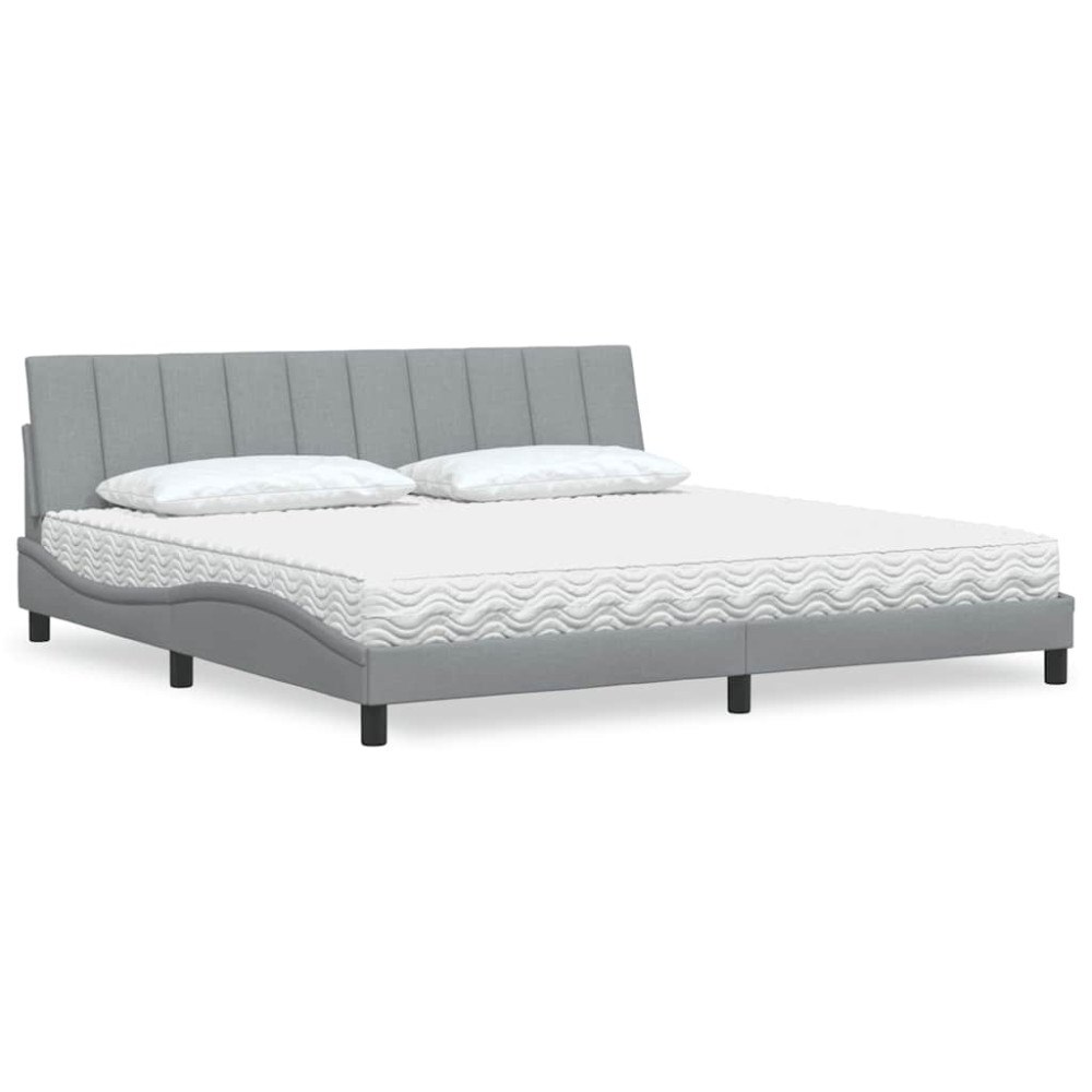vidaXL Bed with Mattress "Hanko" Light Grey 200x200 cm Fabric