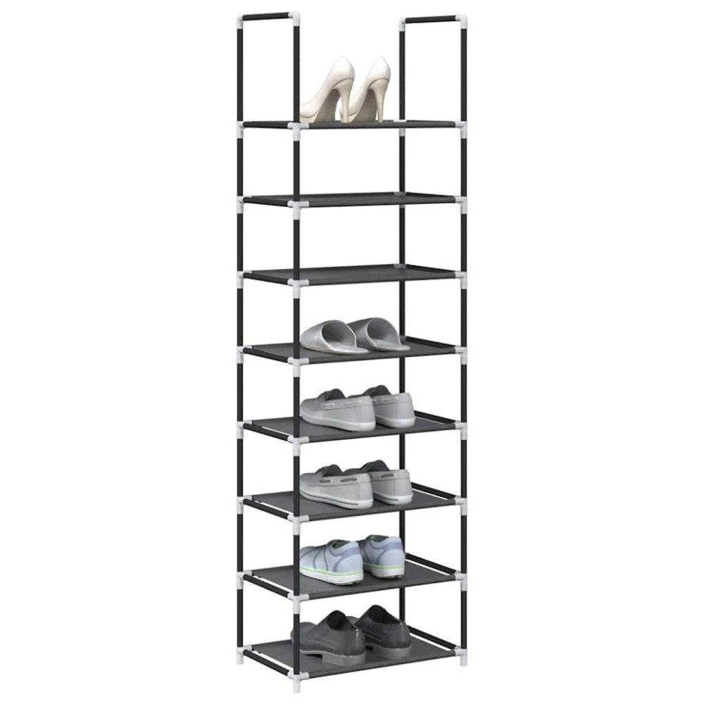vidaXL Skohylla 8 hyllor svart 44x28x145 cm fiberduk