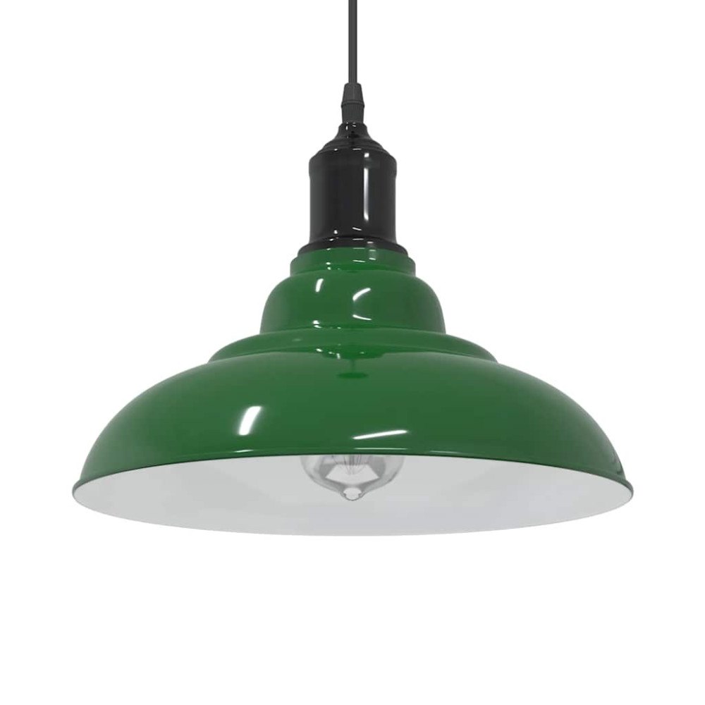 vidaXL Taklampa höjdjusterbar E27 glans grön Ø 31 cm metall