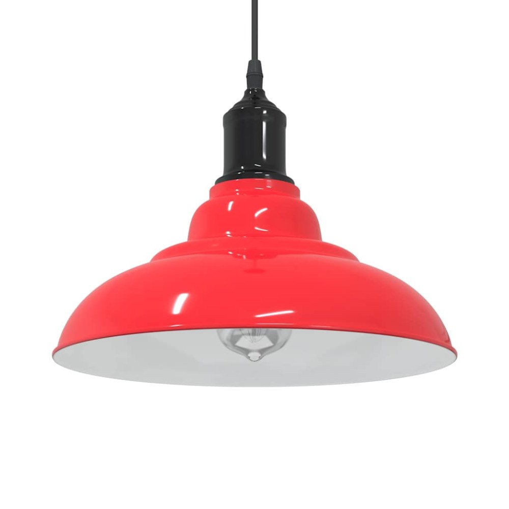 vidaXL Taklampa höjdjusterbar E27 glans röd Ø 31 cm metall