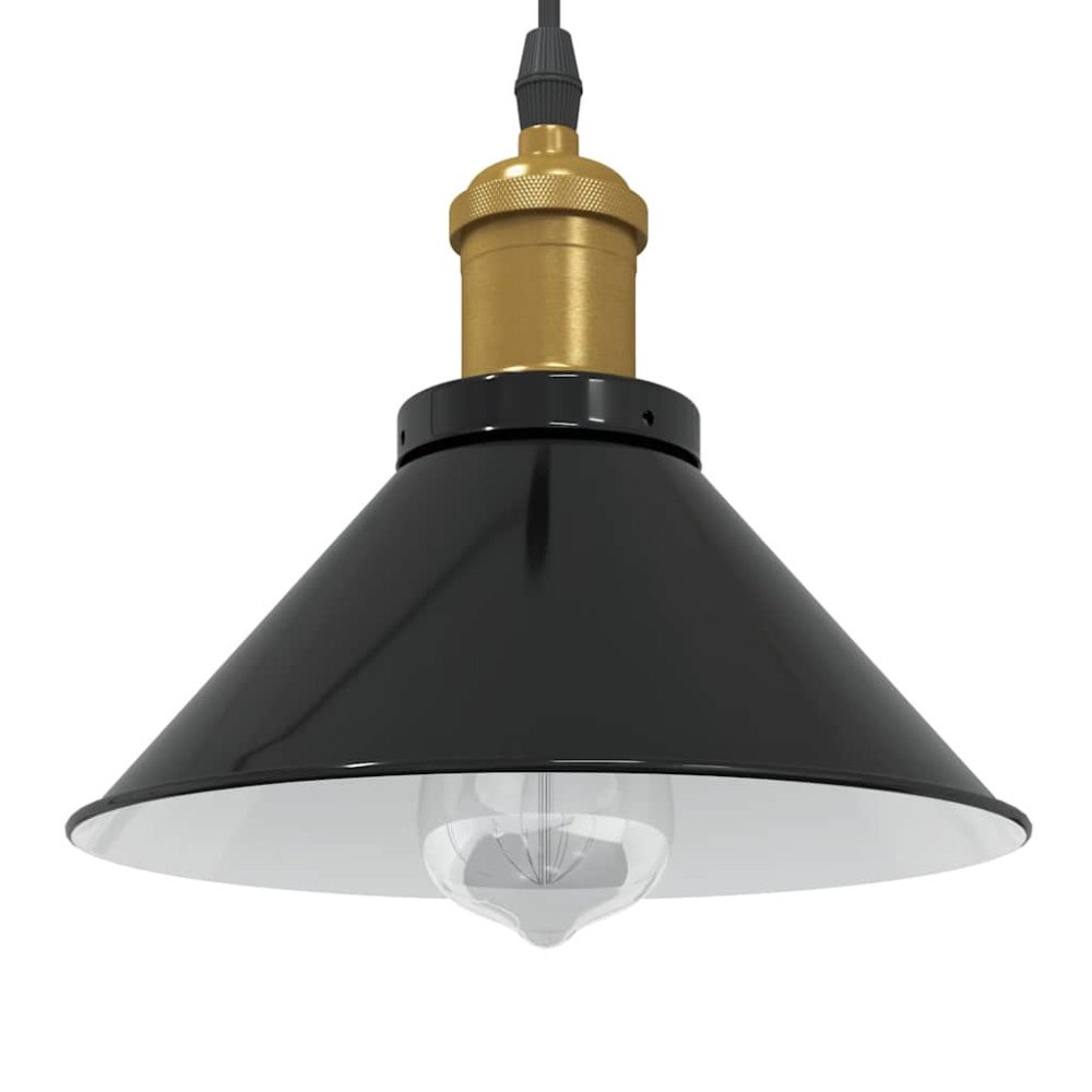 vidaXL Pendellampa höjdjusterbar E27 blank svart Ø 22 cm metall
