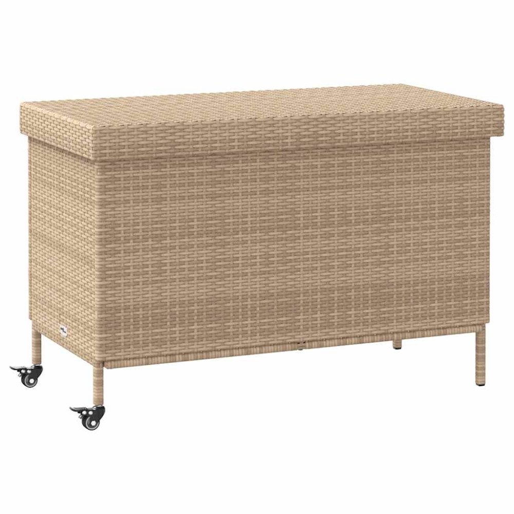 vidaXL Trädgårdslåda med hjul blandad beige 110x55x73 cm konstrotting
