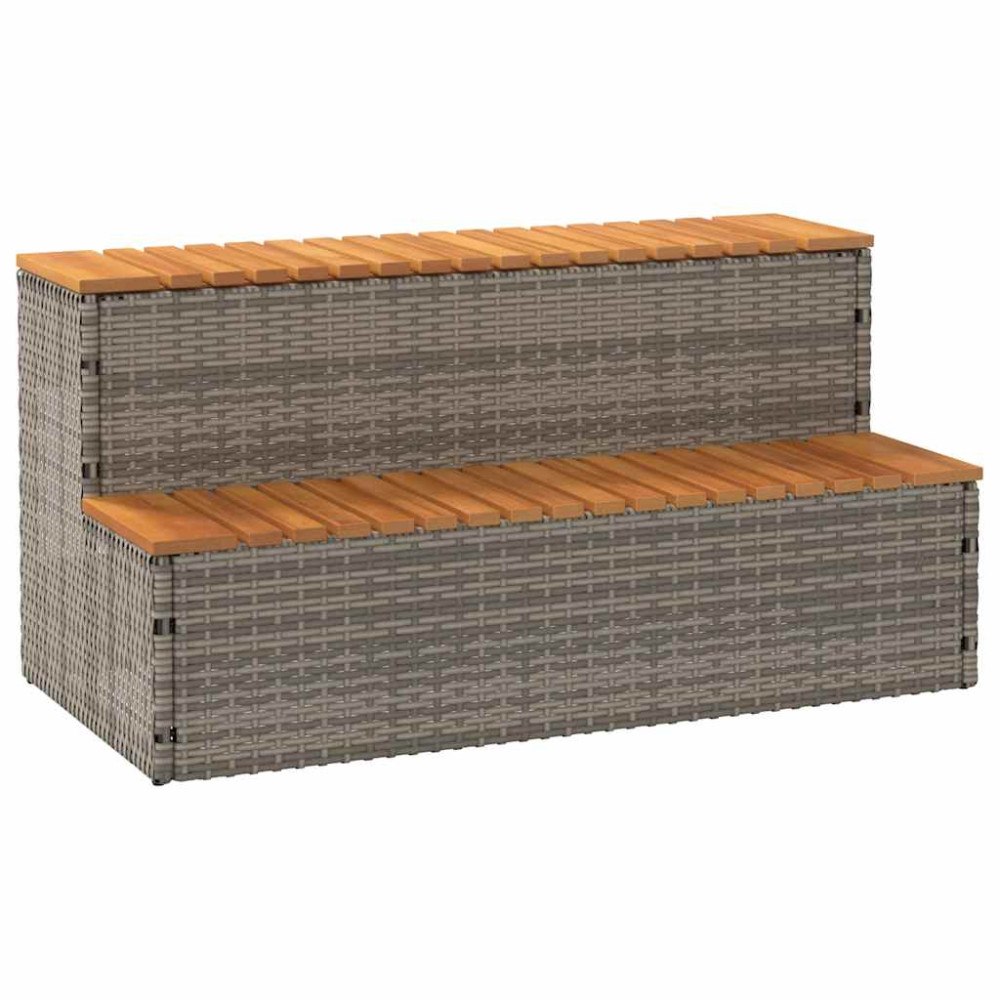 vidaXL Badtunna Step Grey 100x50x50,5 cm konstrotting och solid akacia