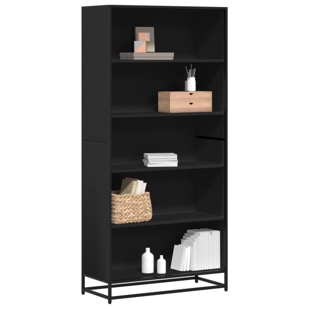 vidaXL Bokhylla svart 80,5x35x170,5 cm konstruerat trä