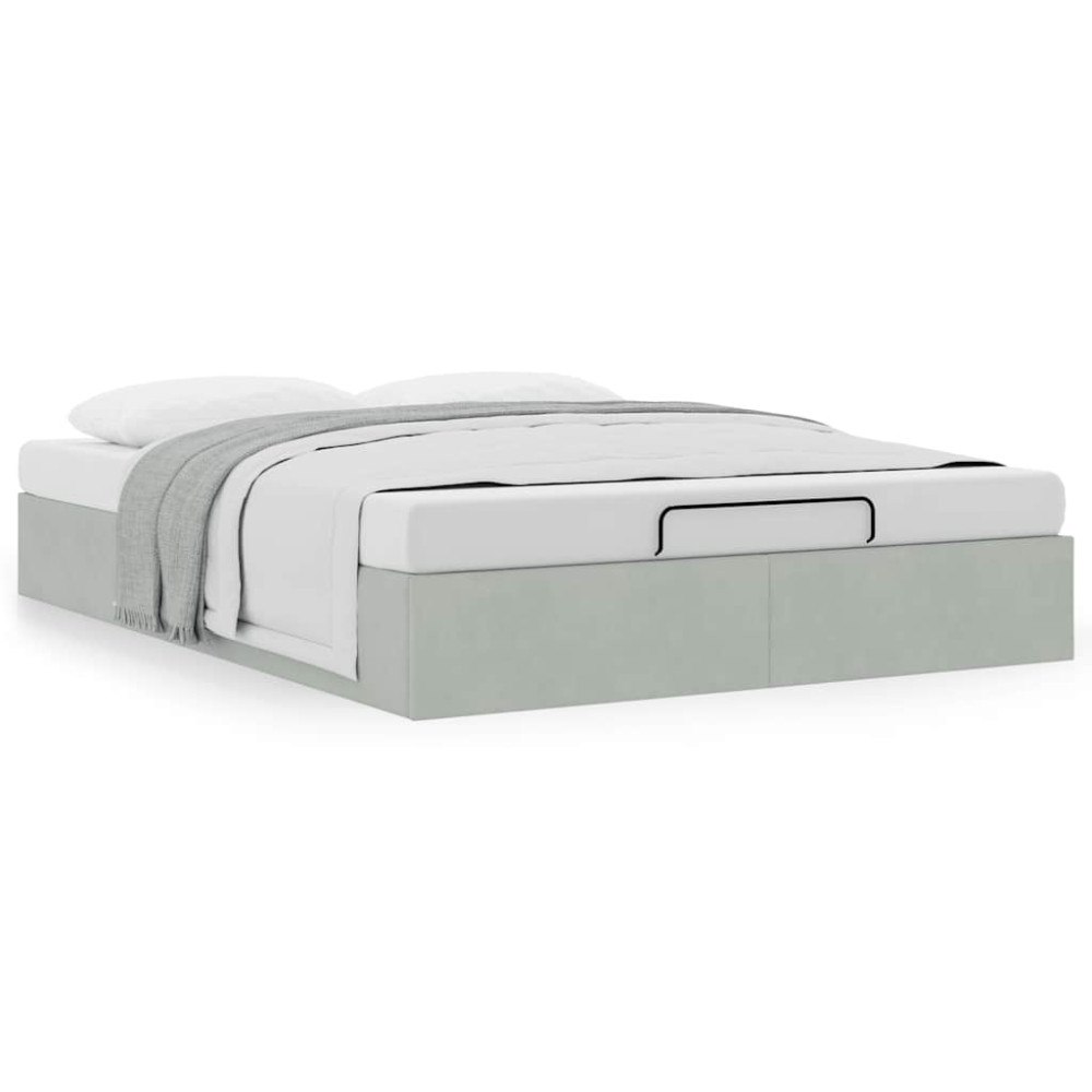 vidaXL Ottoman sängram utan madrass ljusgrå 140x190 cm sammet