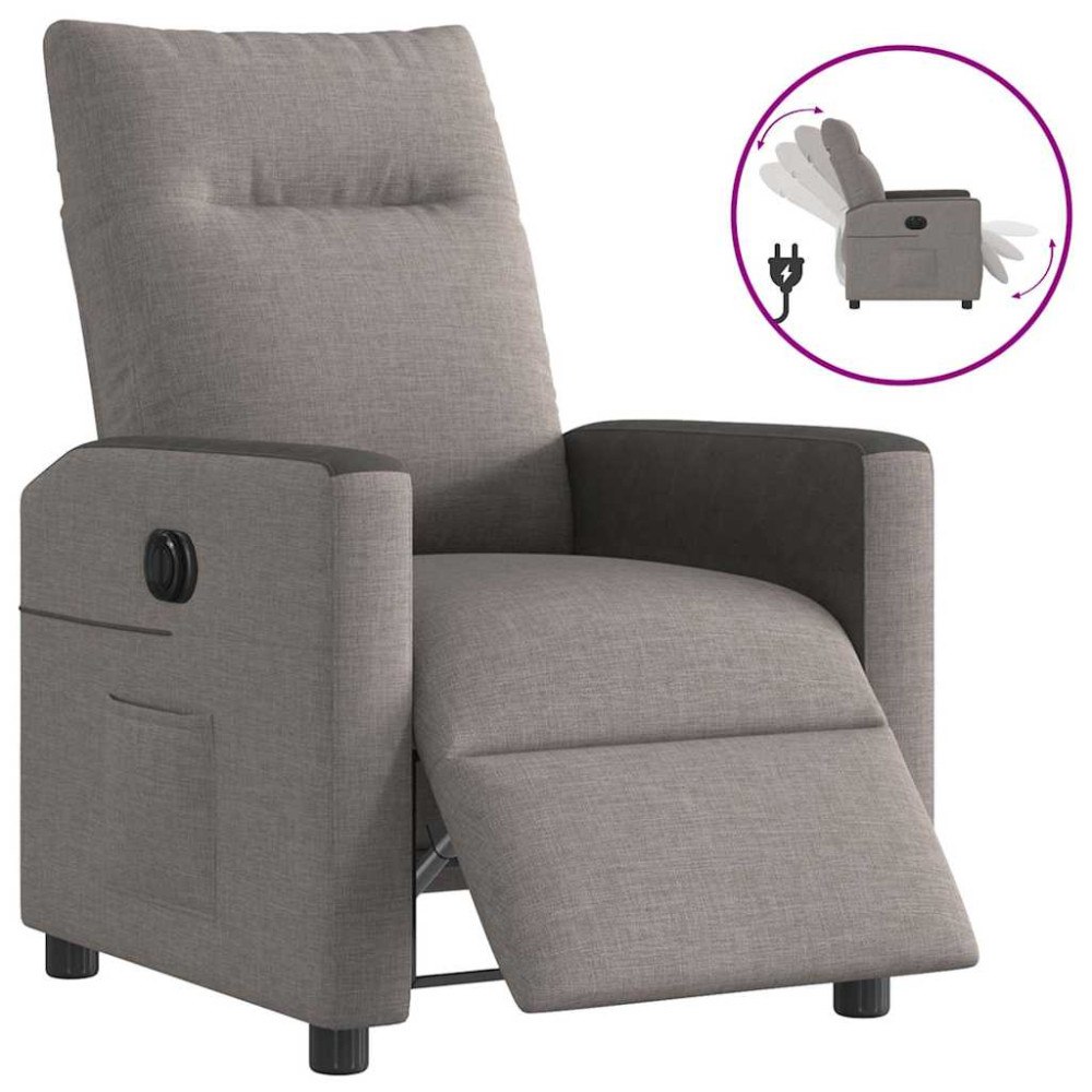 vidaXL Elektrisk reclinerfåtölj taupe tyg
