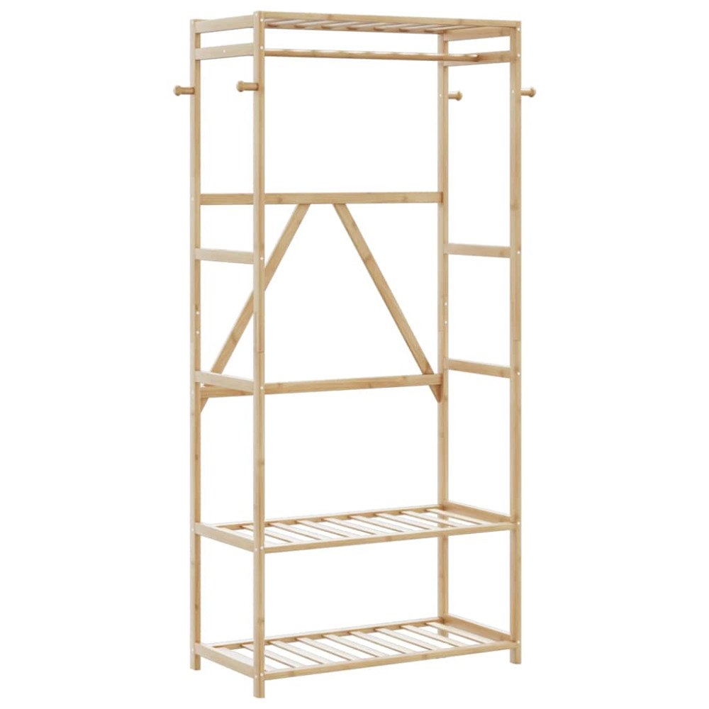 vidaXL Klädställ med hyllor 80x40x175 cm bambu