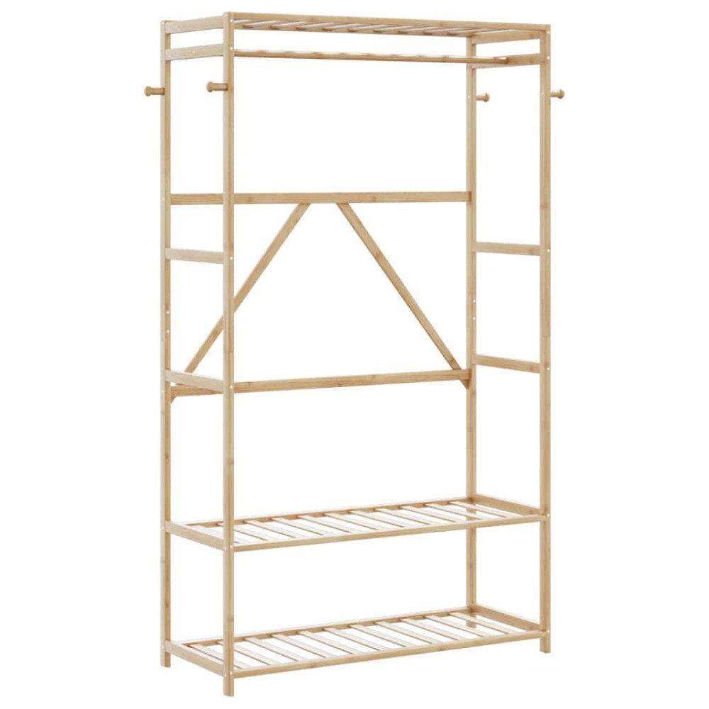 vidaXL Klädställ med hyllor 110x40x175 cm bambu