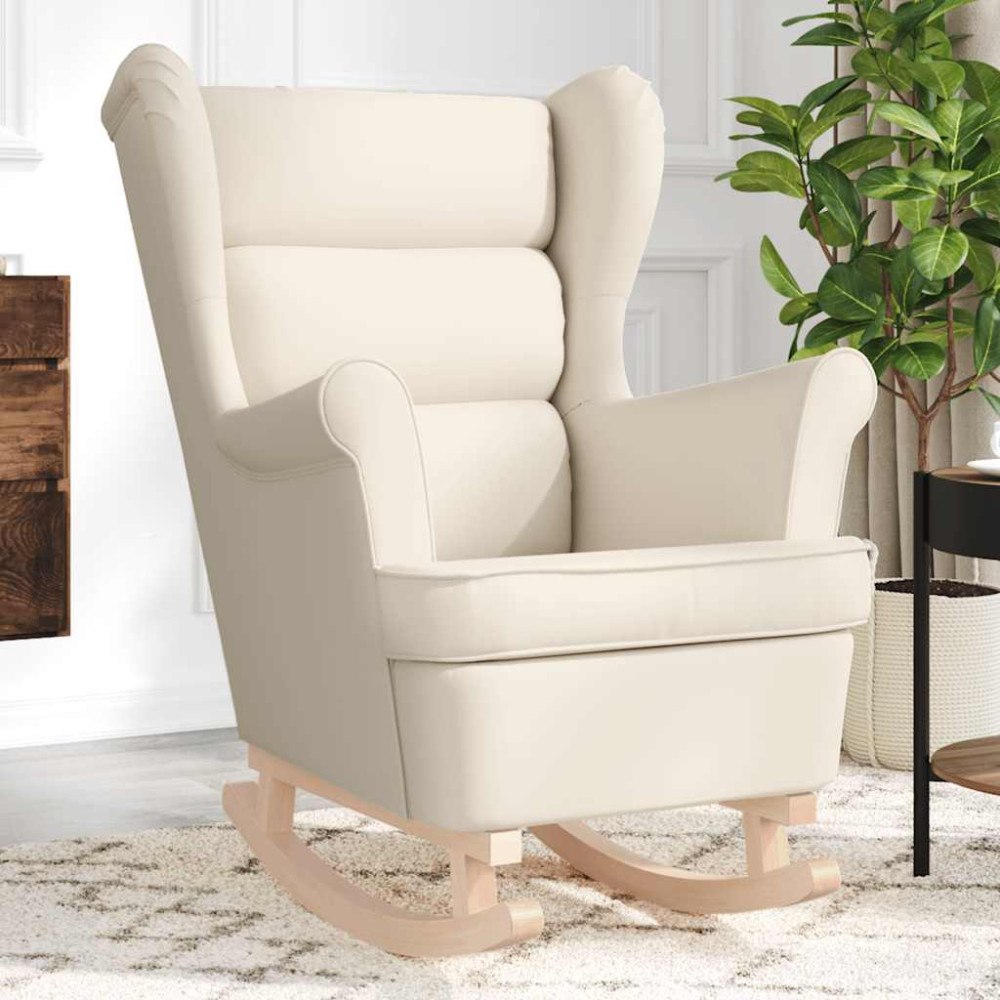 vidaXL Gungstol gräddvit 74x90x102 cm tyg