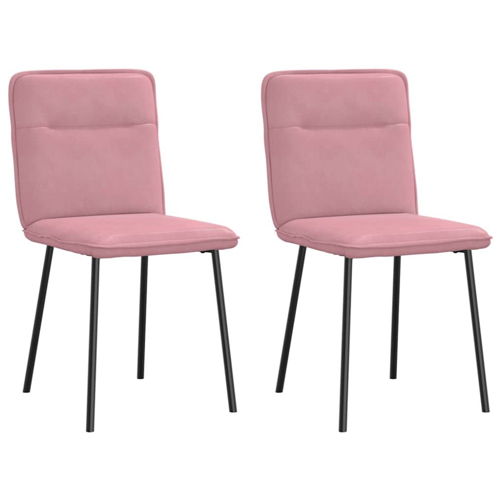 vidaXL Matstolar 2 st rosa sammet