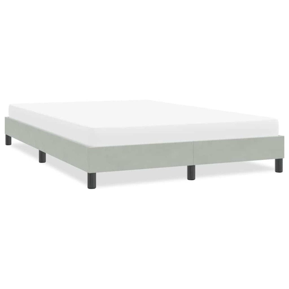 vidaXL Sängram utan madrass ljusgrå 140x210 cm sammet