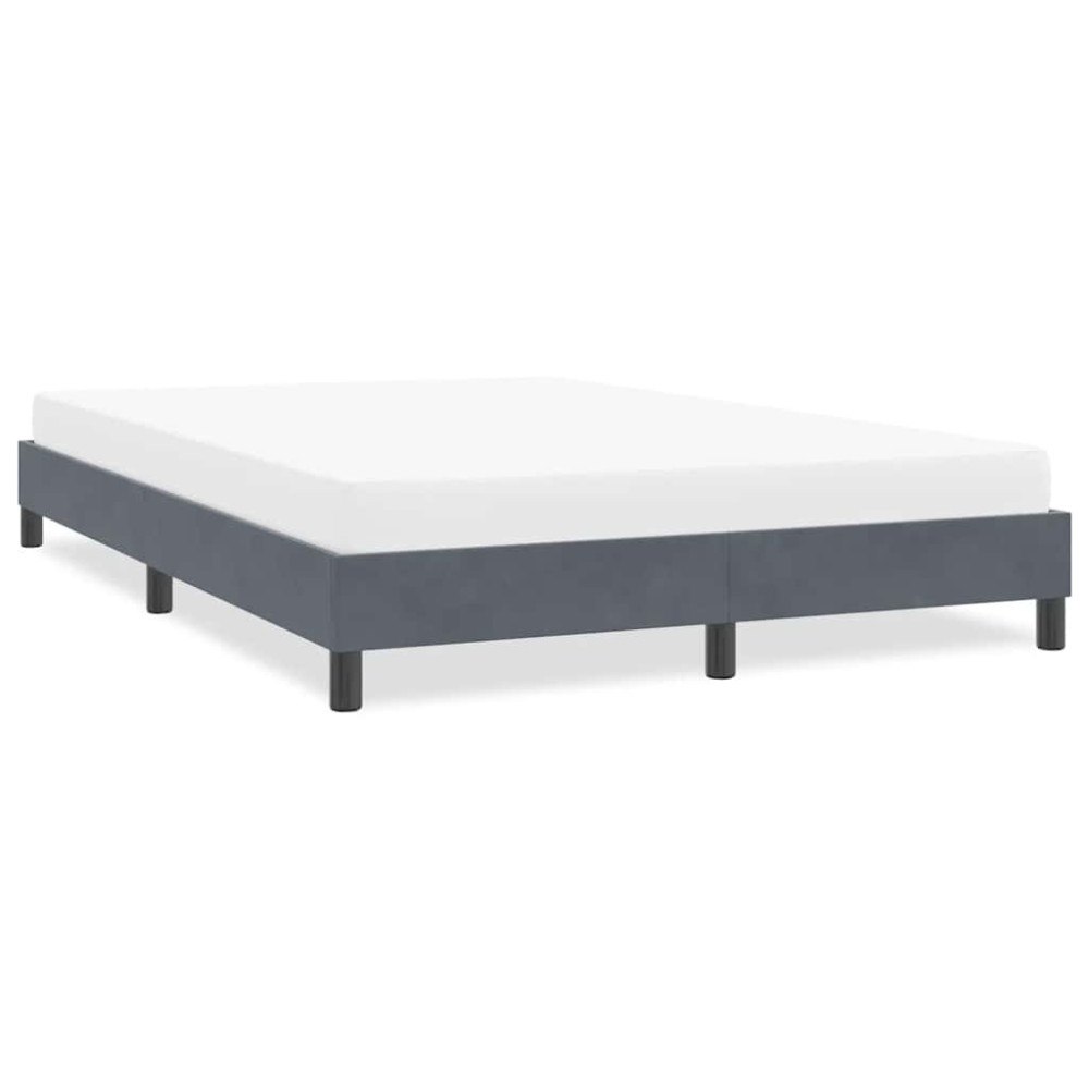 vidaXL Sängram utan madrass mörkgrå 140x210 cm sammet