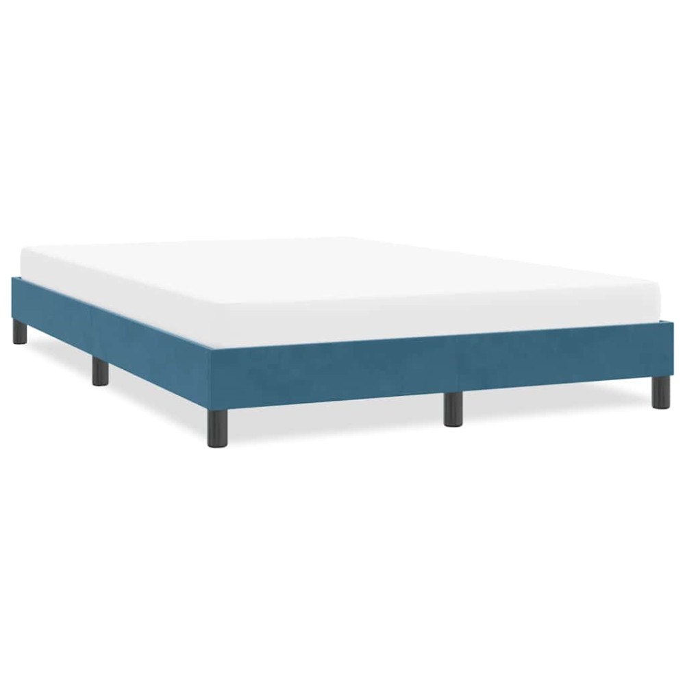 vidaXL Sängram utan madrass mörkblå 140x210 cm sammet