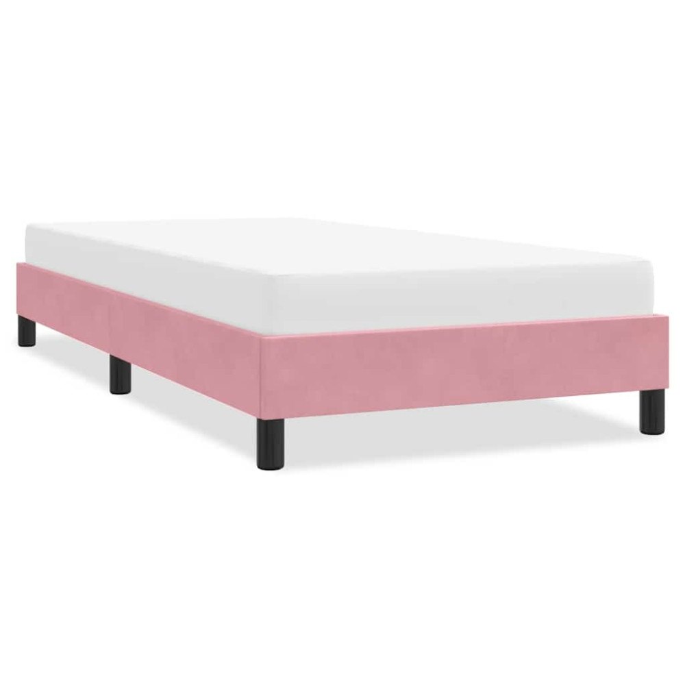 vidaXL Sängram utan madrass rosa 90x220 cm sammet