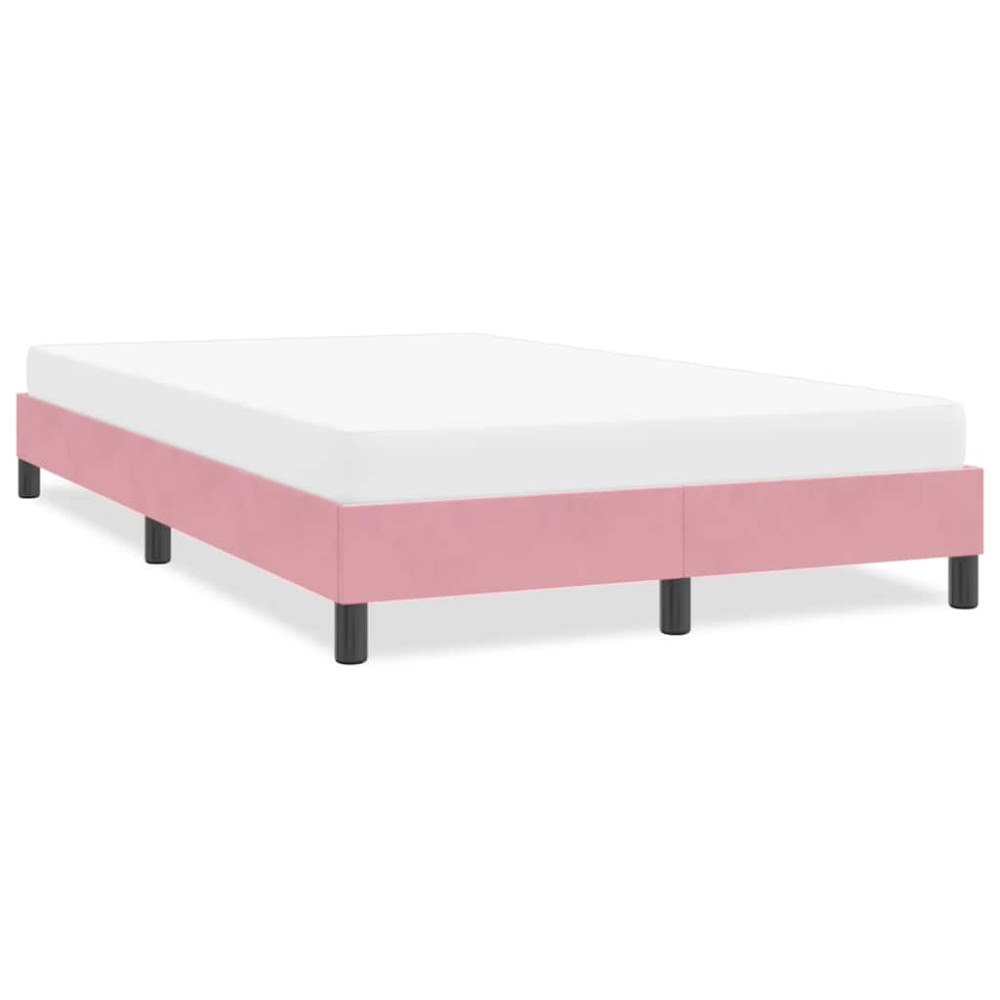 vidaXL Sängram utan madrass rosa 120x220 cm sammet
