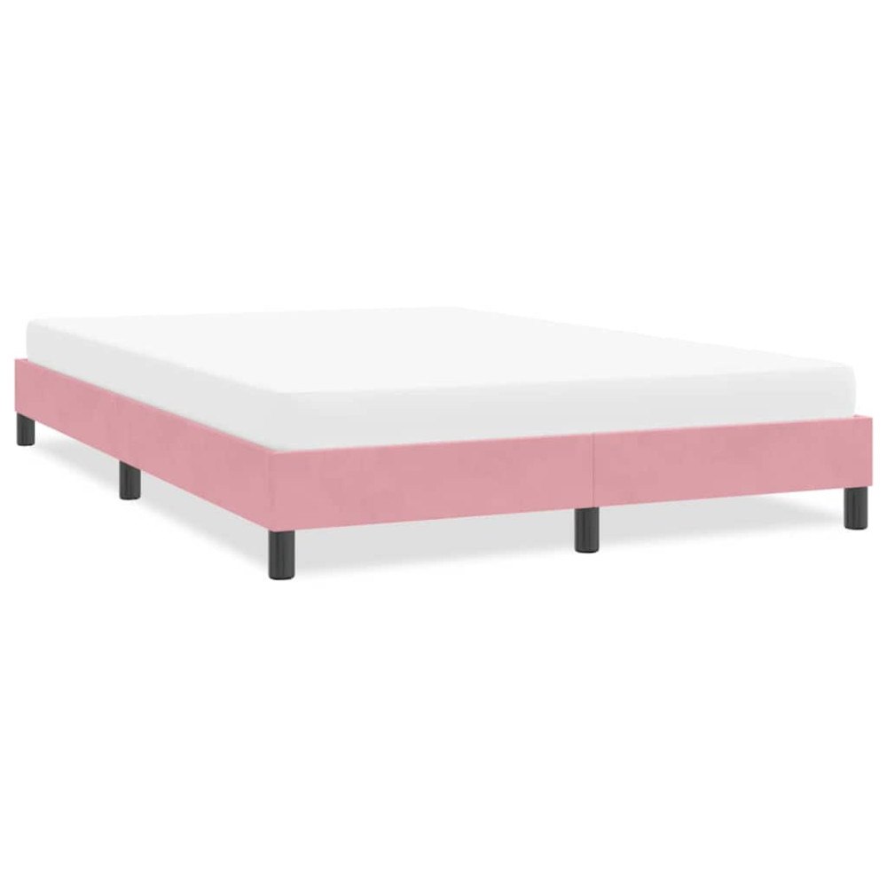 vidaXL Sängram utan madrass rosa 160x220 cm sammet