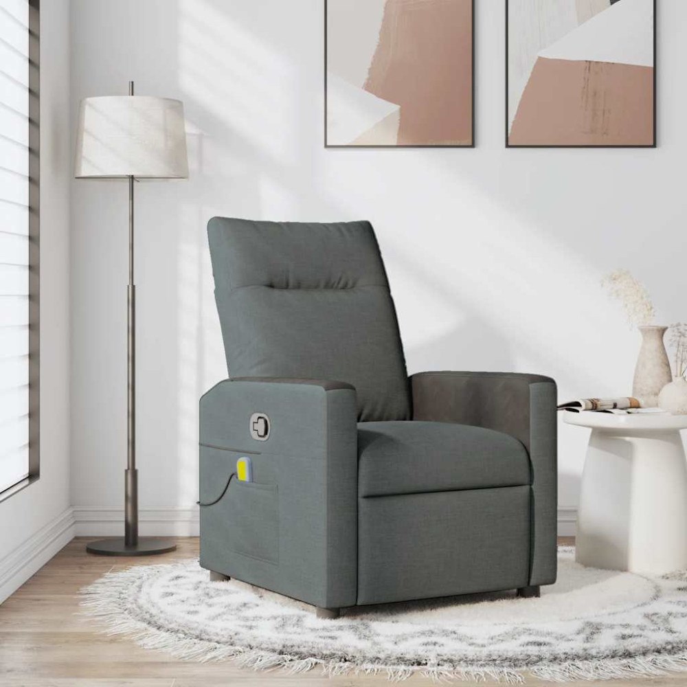vidaXL Massagefåtölj mörkgrå tyg
