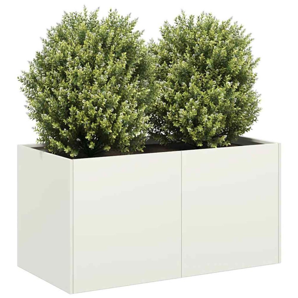 vidaXL Odlingslåda vit 80x40x40 cm kallvalsat stål