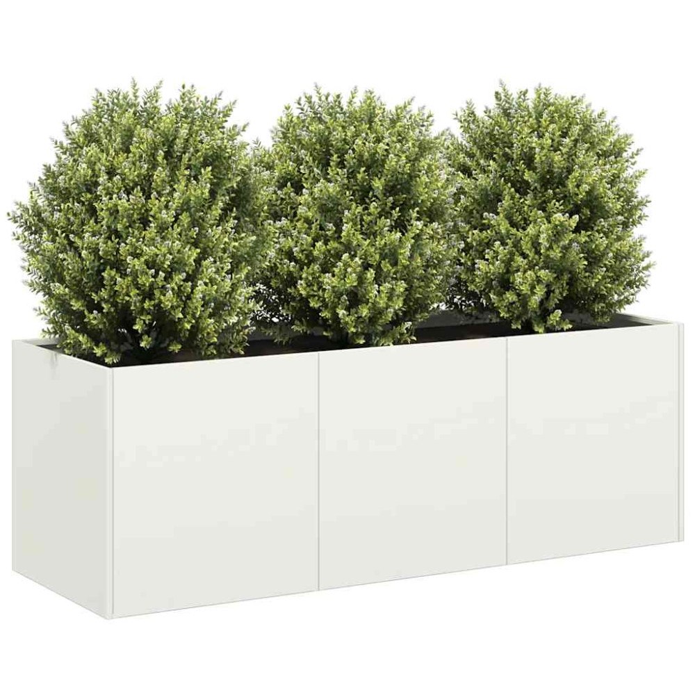 vidaXL Odlingslåda vit 120x40x40 cm kallvalsat stål