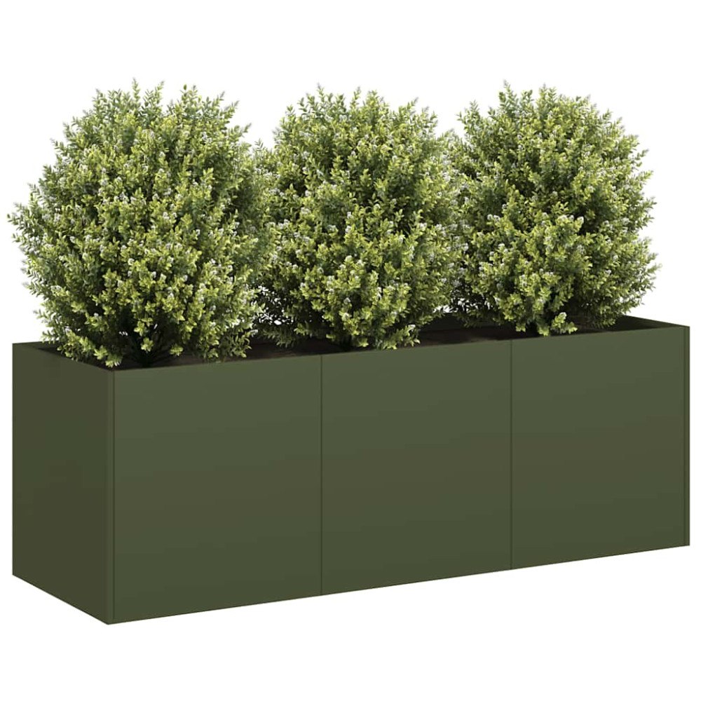 vidaXL Odlingslåda olivgrön 120x40x40 cm kallvalsat stål