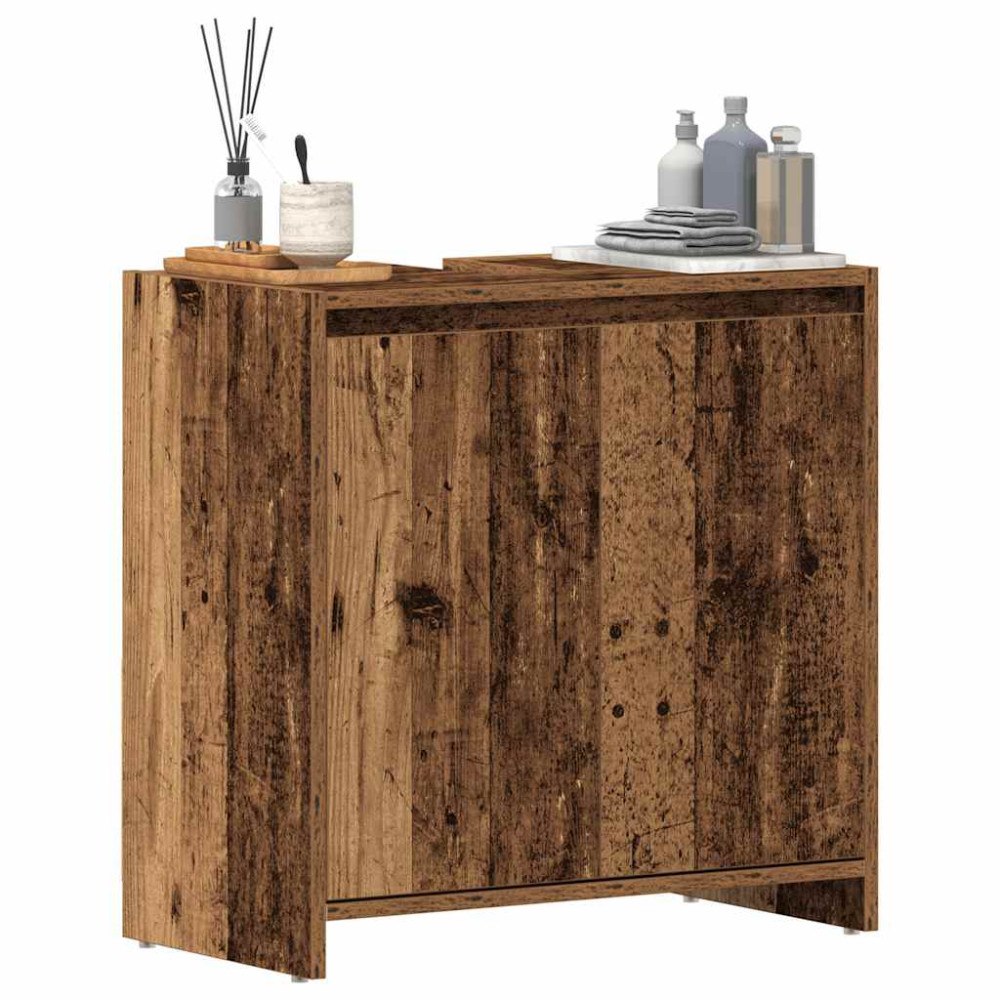 vidaXL Tvättställsskåp gammalt trä 60x33x60 cm konstruerat trä