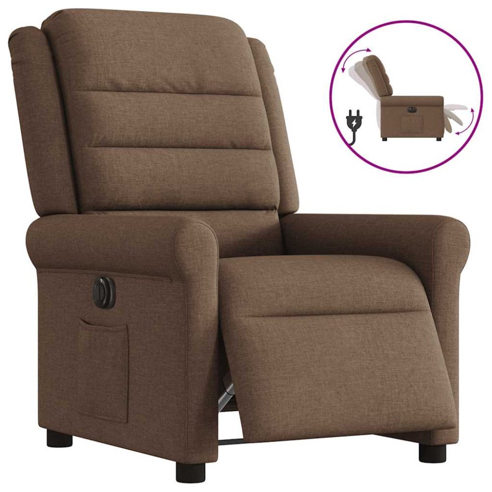 vidaXL Elektrisk reclinerfåtölj Brun tyg