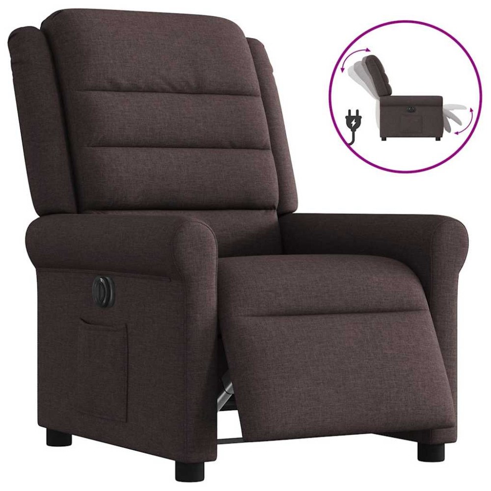 vidaXL Elektrisk reclinerfåtölj mörkbrun tyg