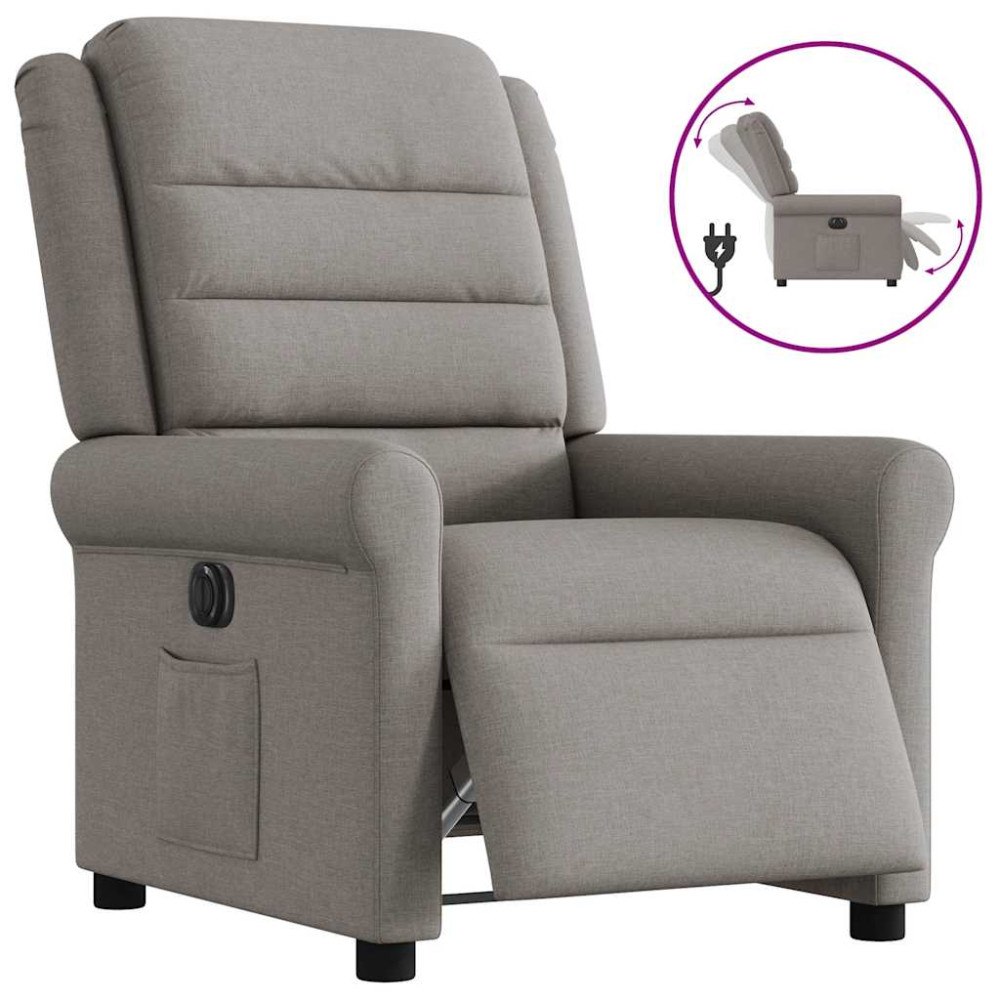 vidaXL Elektrisk reclinerfåtölj taupe tyg