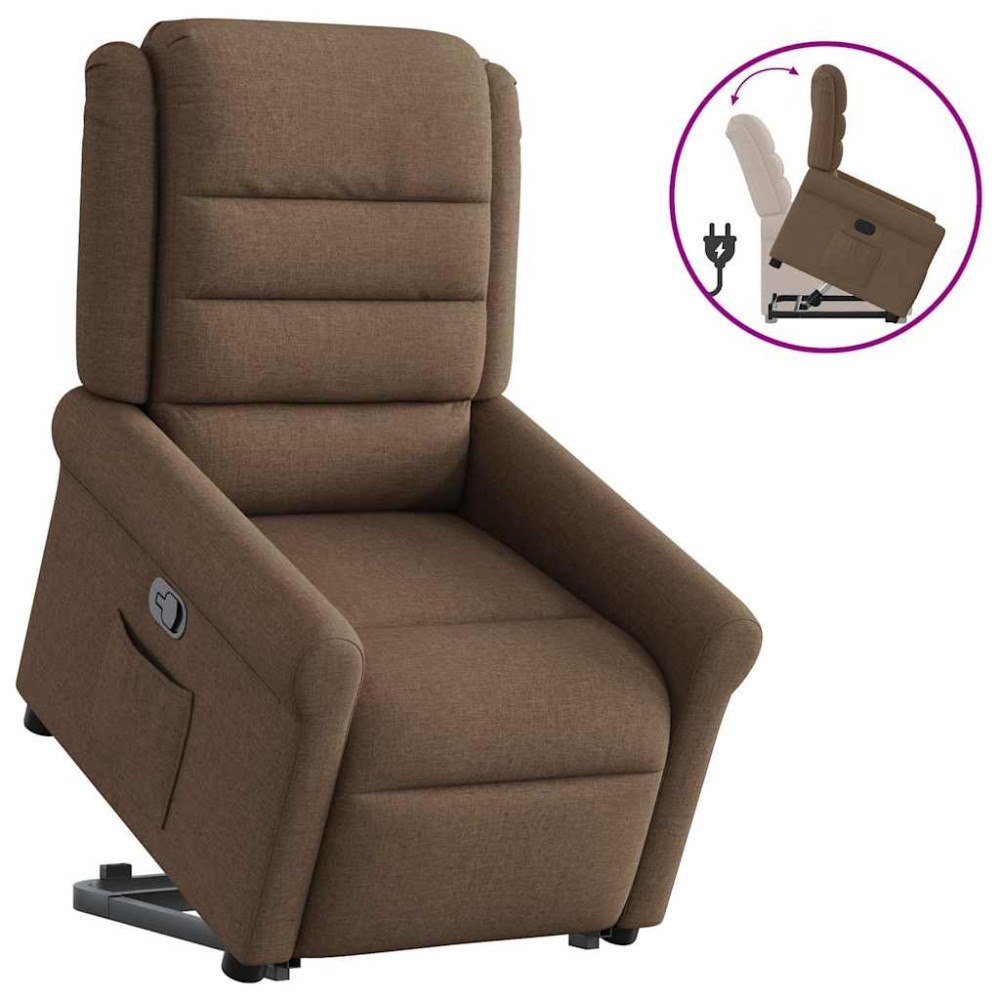 vidaXL Reclinerfåtölj med uppresningshjälp brun tyg
