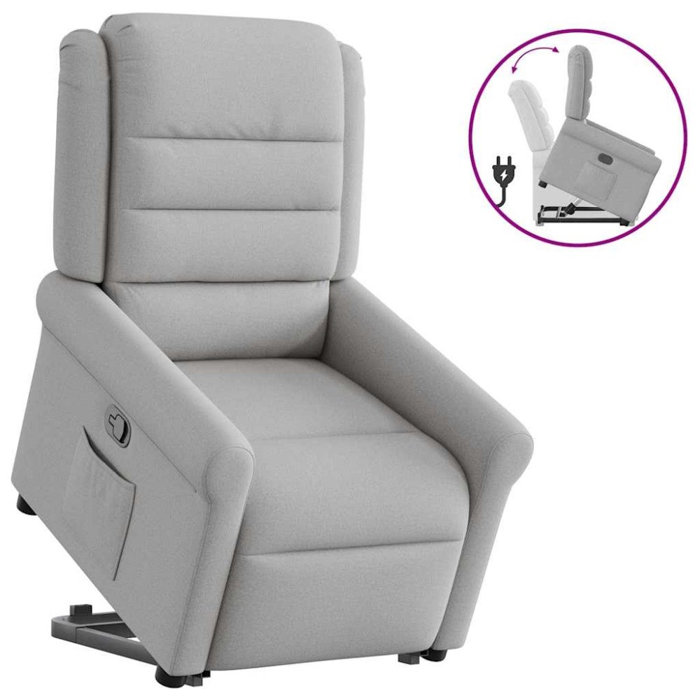 vidaXL Reclinerfåtölj med uppresningshjälp molngrå tyg