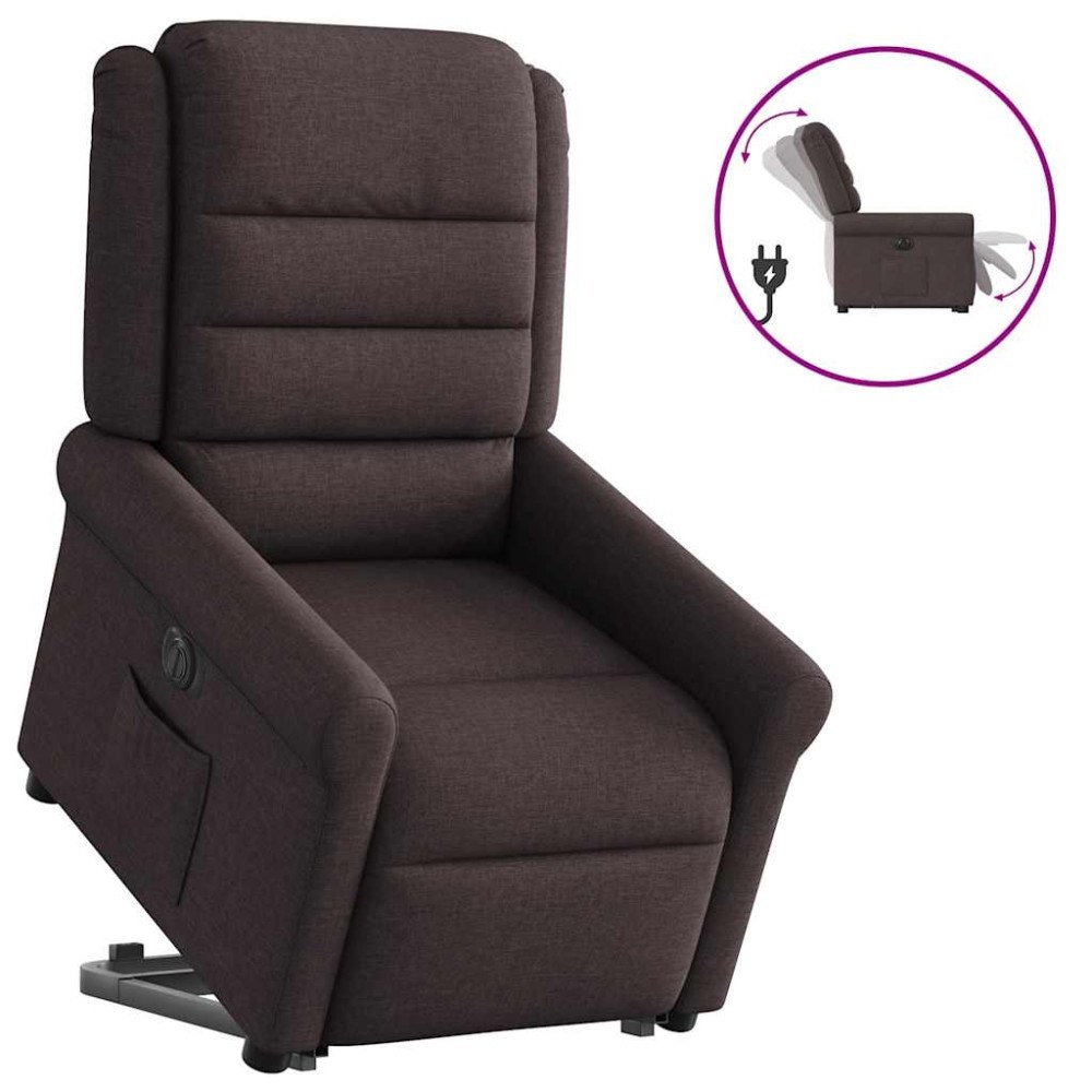 vidaXL Elektrisk reclinerfåtölj med uppresningshjälp brun tyg