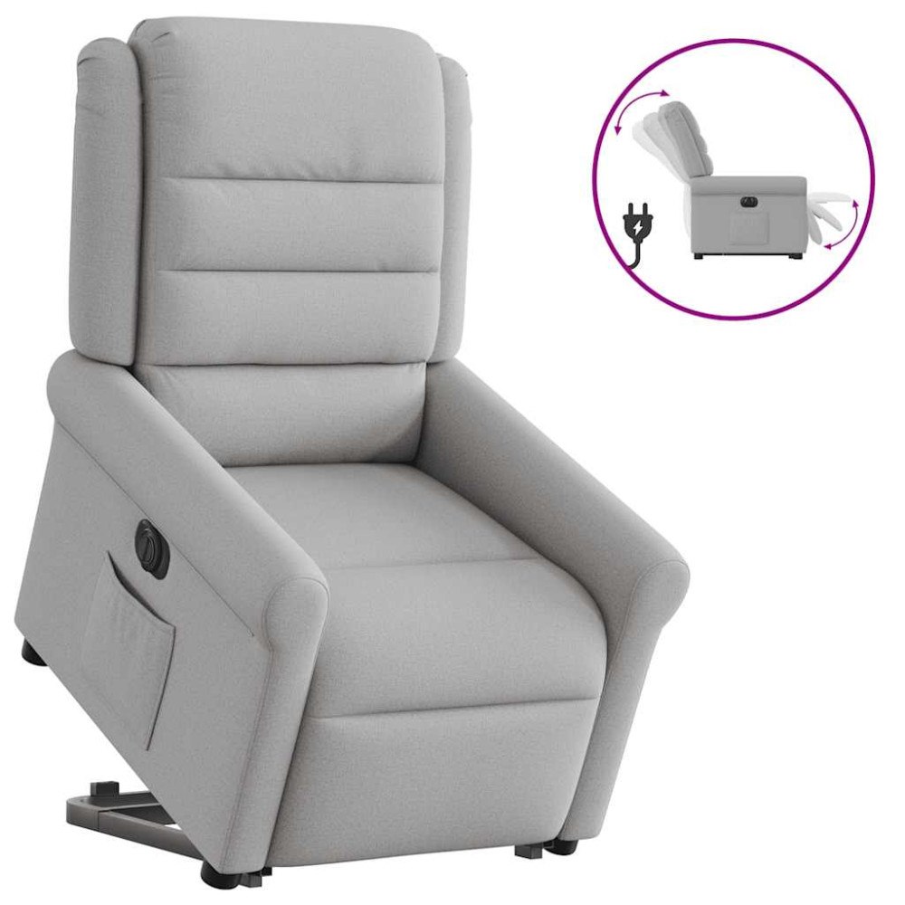 vidaXL Elektrisk reclinerfåtölj med uppresningshjälp molngrå tyg