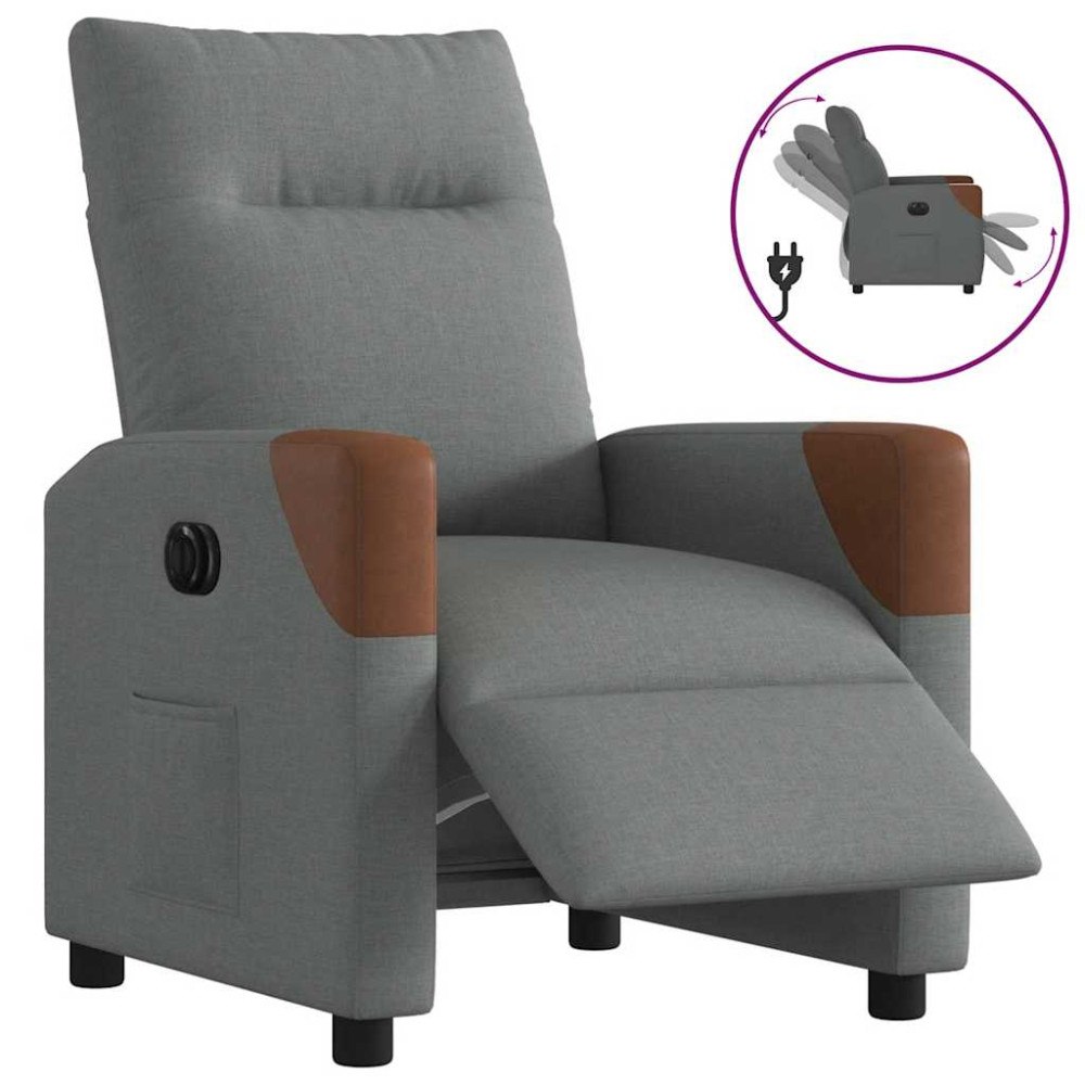 vidaXL Elektrisk reclinerfåtölj mörkgrå tyg
