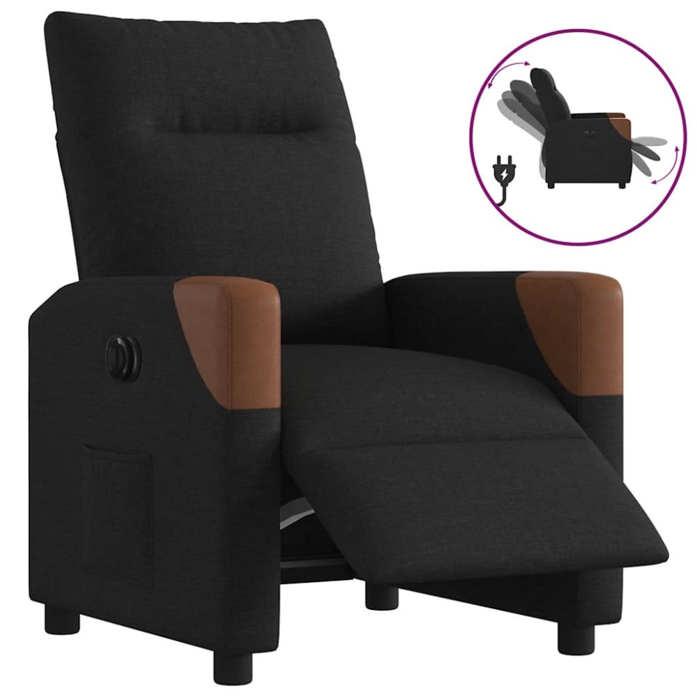vidaXL Elektrisk reclinerfåtölj svart tyg