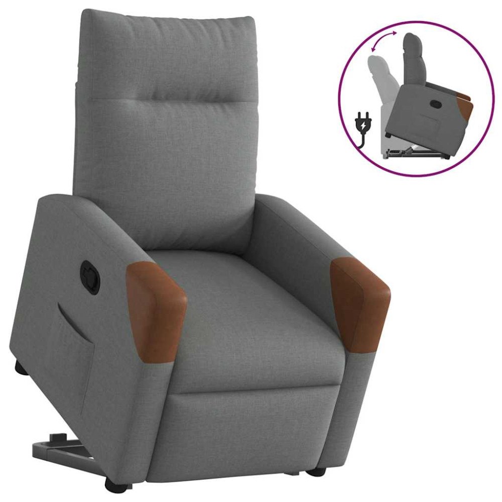 vidaXL Reclinerfåtölj med uppresningshjälp mörkgrå tyg
