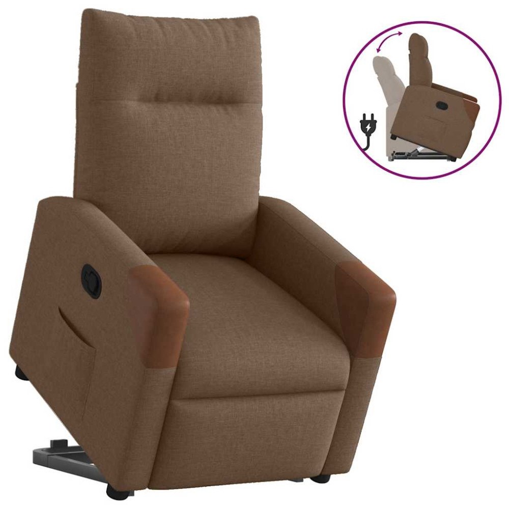 vidaXL Reclinerfåtölj med uppresningshjälp brun tyg
